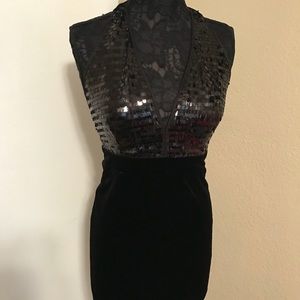 Sequin and velvet mini dress